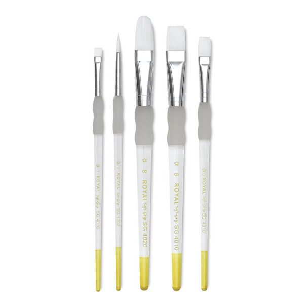 Adaptive and Easy-Grip Brushes |   Soft Grip White Taklon Brush Set Adaptive & Easy-Grip Brushes Adaptive & Easy-Grip Brushes