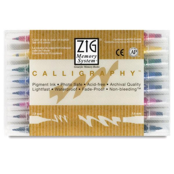 Archival Markers and Pens |   Zig Memory System Twin Tip Calligraphy Marker Sets Archival Markers & Pens Archival Markers & Pens