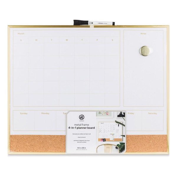 Planners and Calendars |   Gold Frame Dry Erase 2in1 Planner Board Office Supplies Planners & Calendars