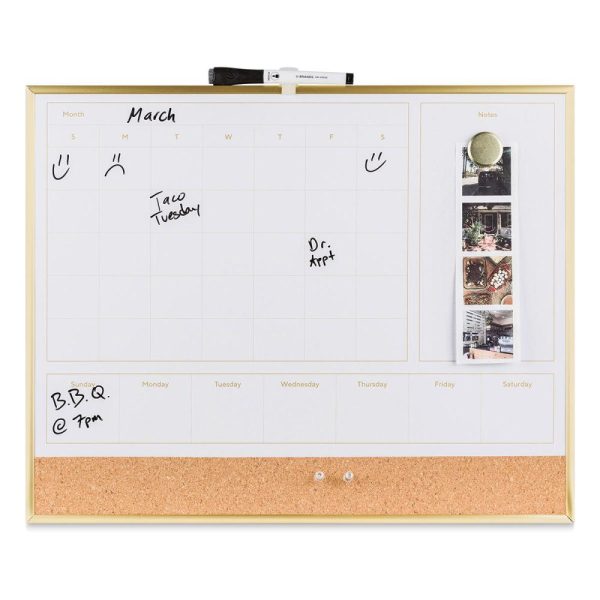 Planners and Calendars |   Gold Frame Dry Erase 2in1 Planner Board Office Supplies Planners & Calendars