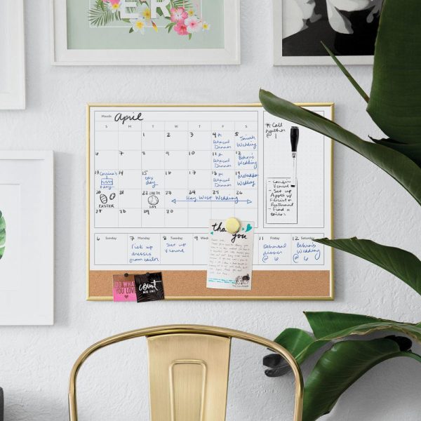 Planners and Calendars |   Gold Frame Dry Erase 2in1 Planner Board Office Supplies Planners & Calendars