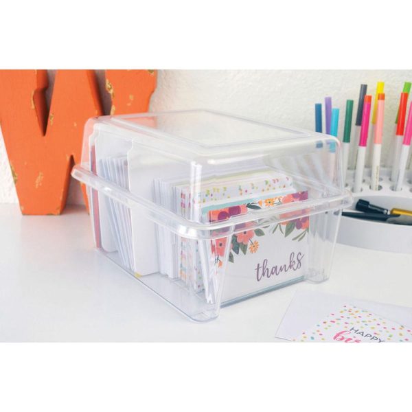 Storage Boxes and Containers |   Card and Photo Organizer Box with Dividers Storage Boxes & Containers Storage Boxes & Containers